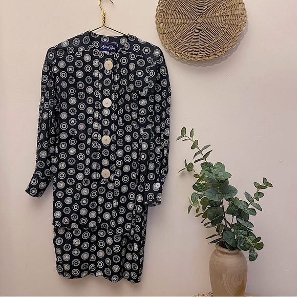 Vintage 1980s April Ray Polka Dot Retro Dress - Picture 1 of 7